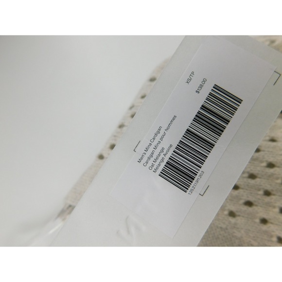 NWT KOTN Mens Mina Cardigan Oatmeal Perforated Knit Cotton Button Front Size XS - Picture 7 of 8